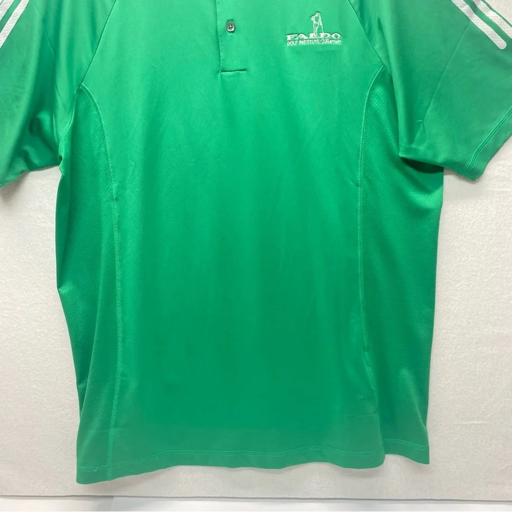 Adidas Clima Cool Mens Large Green White Golf Polo Faldo Golf Institute Marriott